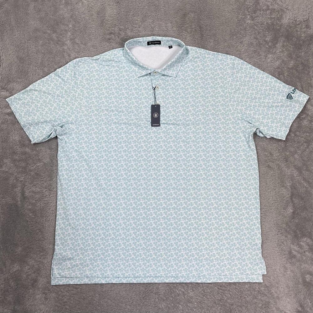 Turtleson Freeman Polo Shirt Mens 3XL Green Floral Lineage Golf Performance